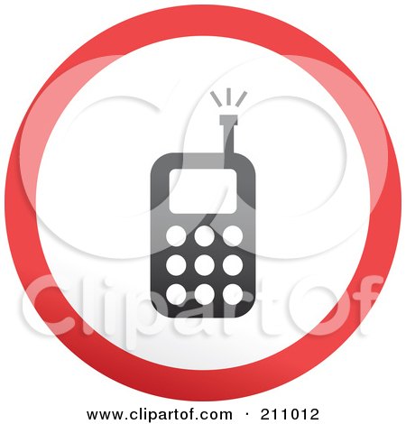 Royalty-Free (RF) Clipart Illustration of a Red, Gray And White Rounded Cell Phone Button by Prawny