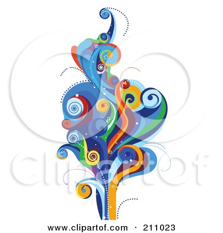 Royalty-Free (RF) Clipart Illustration of a Colorful Swirly Wave Background Over White - 8 by BNP Design Studio
