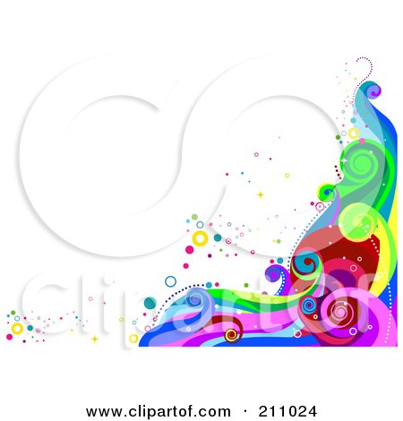Royalty-Free (RF) Clipart Illustration of a Colorful Swirly Wave Background Over White - 2 by BNP Design Studio