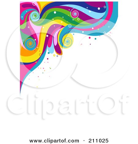 Royalty-Free (RF) Clipart Illustration of a Colorful Swirly Wave Background Over White - 7 by BNP Design Studio