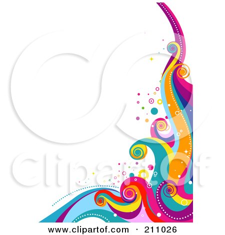 Royalty-Free (RF) Clipart Illustration of a Colorful Swirly Wave Background Over White - 6 by BNP Design Studio
