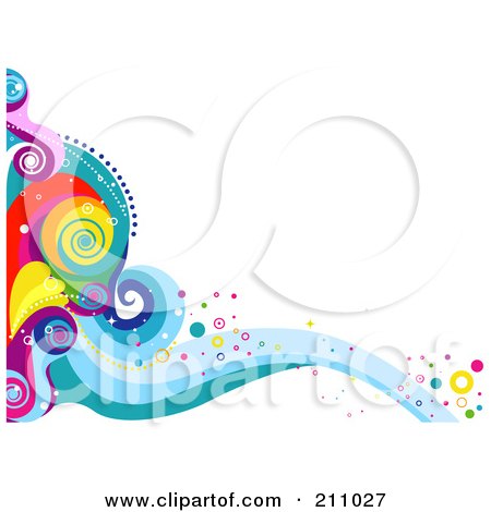 Royalty-Free (RF) Clipart Illustration of a Colorful Swirly Wave Background Over White - 4 by BNP Design Studio