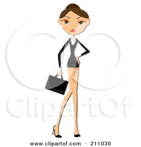 Royalty-Free (RF) Clipart Illustration of a Sexy Business Woman In A Short Dress Suit by BNP Design Studio