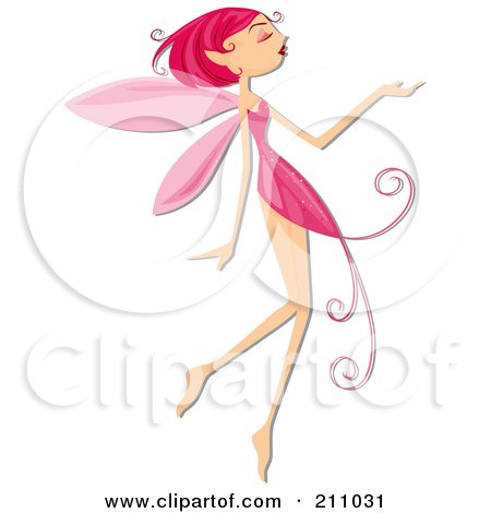 Royalty-Free (RF) Clipart Illustration of a Beautiful Pixie With A Pink Dress And Wings by BNP Design Studio