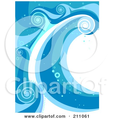 Royalty-Free (RF) Clipart Illustration of a Blue Wave Splash Background Over White - 2 by BNP Design Studio