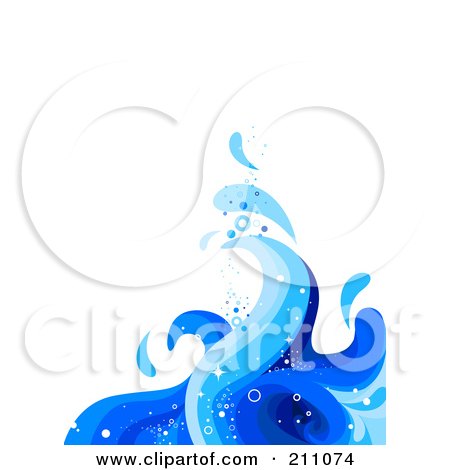Royalty-Free (RF) Clipart Illustration of a Blue Wave Splash Background Over White - 1 by BNP Design Studio