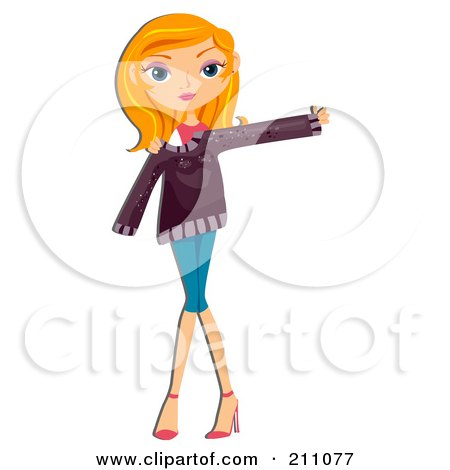 Royalty-Free (RF) Clipart Illustration of a Teen Girl Trying On Clothes by BNP Design Studio