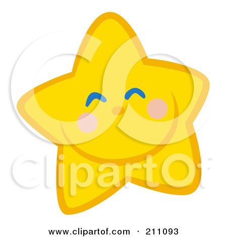 Royalty-Free (RF) Clipart Illustration of a Happy Grinning Yellow Star Face by Hit Toon