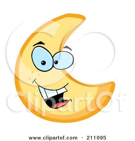 Royalty-Free (RF) Clipart Illustration of a Friendly Crescent Moon Face by Hit Toon