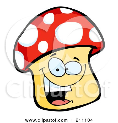 Royalty-Free (RF) Clipart Illustration of a Happy Mushroom Character Smiling by Hit Toon