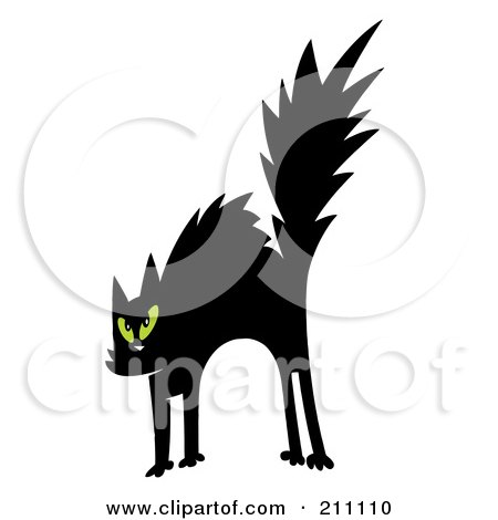 Royalty-Free (RF) Clipart Illustration of a Scared Black And Green Eyed Cat by Hit Toon