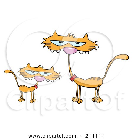 Royalty-Free (RF) Clipart Illustration of an Orange Kitten By A Mother Cat by Hit Toon