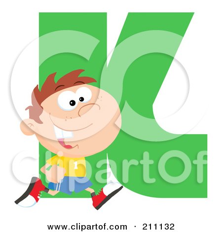 Royalty-Free (RF) Clipart Illustration of a Letter K With A Kid by Hit Toon