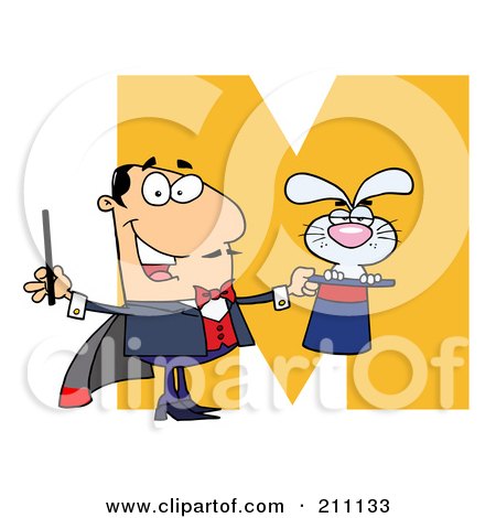 Royalty-Free (RF) Clipart Illustration of a Letter M With A Magician by Hit Toon