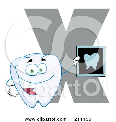 Royalty-Free (RF) Clipart Illustration of a Letter X With A Dental X Ray by Hit Toon