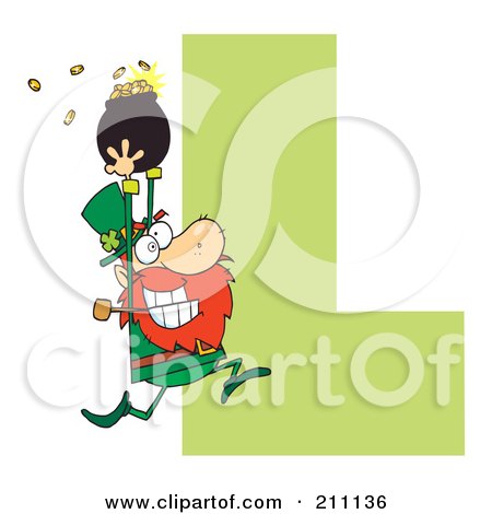 Royalty-Free (RF) Clipart Illustration of a Letter L With A Leprechaun by Hit Toon