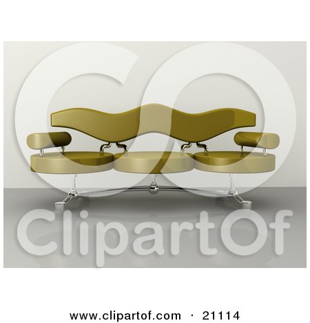 Clipart Illustration of a Modern Couch With Circular Seats, On A Reflective Floor by 3poD