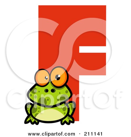 Royalty-Free (RF) Clipart Illustration of a Letter F With A Frog by Hit Toon