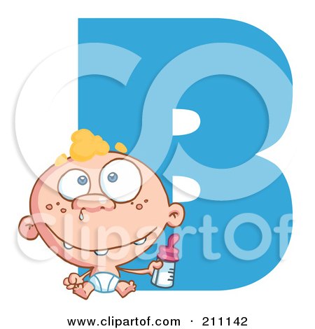 Royalty-Free (RF) Clipart Illustration of a Letter B With A Baby by Hit Toon