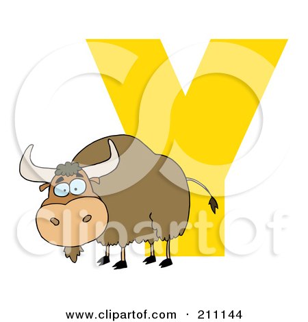Royalty-Free (RF) Clipart Illustration of a Letter Y With A Yak by Hit Toon