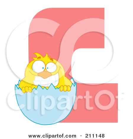 Royalty-Free (RF) Clipart Illustration of a Letter C With A Chick by Hit Toon