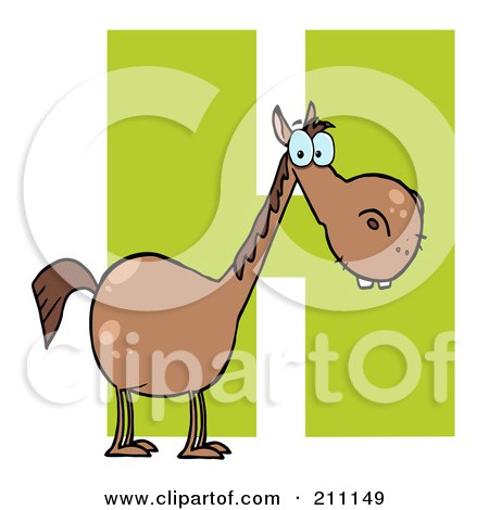 Royalty-Free (RF) Clipart Illustration of a Letter H With A Horse by Hit Toon