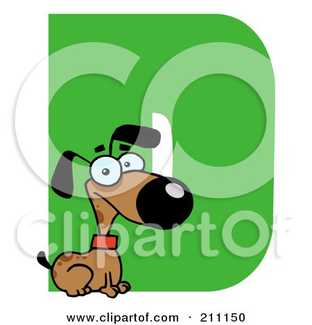 Royalty-Free (RF) Clipart Illustration of a Letter D With A Dog by Hit Toon