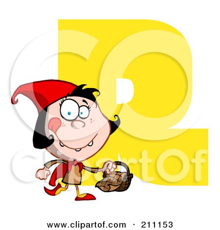 Royalty-Free (RF) Clipart Illustration of a Letter R With Red Riding Hood by Hit Toon