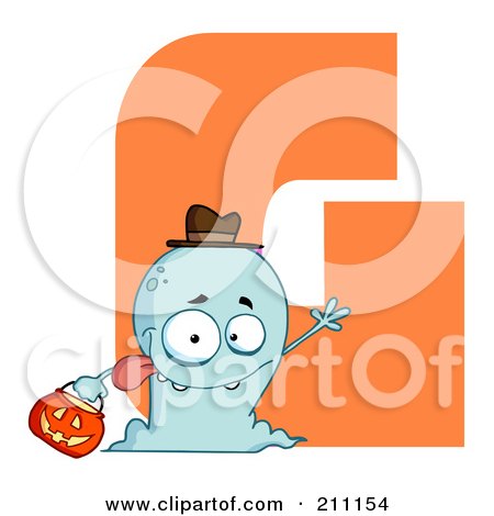 Royalty-Free (RF) Clipart Illustration of a Letter G With A Ghost by Hit Toon
