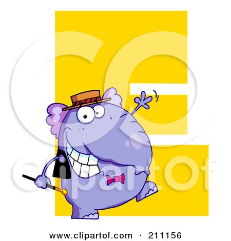 Royalty-Free (RF) Clipart Illustration of a Letter E With An Elephant by Hit Toon