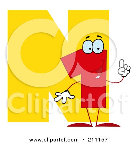 Royalty-Free (RF) Clipart Illustration of a Letter N With A Number One by Hit Toon