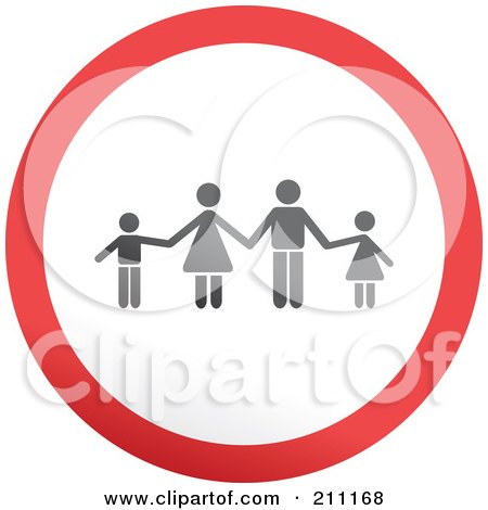 Royalty-Free (RF) Clipart Illustration of a Red, Gray And White Rounded Family Button by Prawny