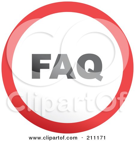 Royalty-Free (RF) Clipart Illustration of a Red, Gray And White Rounded FAQ Button by Prawny