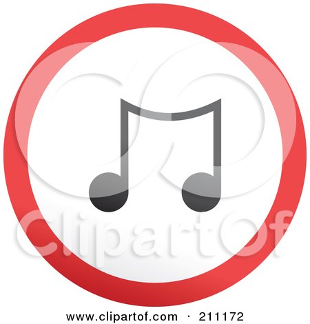 Royalty-Free (RF) Clipart Illustration of a Red, Gray And White Rounded Music Button by Prawny