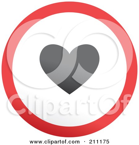 Royalty-Free (RF) Clipart Illustration of a Red, Gray And White Rounded Heart Button by Prawny