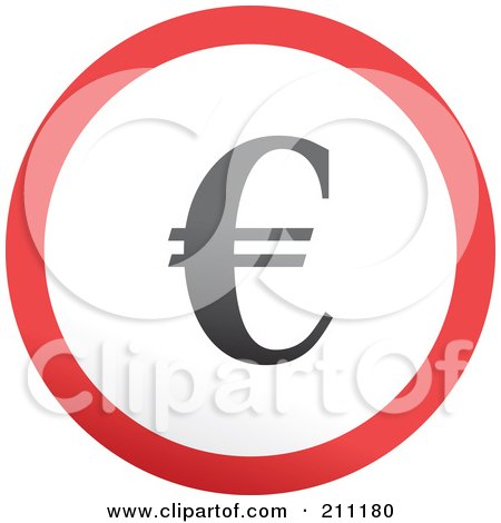 Royalty-Free (RF) Clipart Illustration of a Red, Gray And White Rounded Euro Button by Prawny