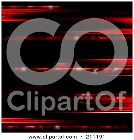 Royalty-Free (RF) Clipart Illustration of a Background Of Glowing And Sparkly Red Lines Over Black by elaineitalia