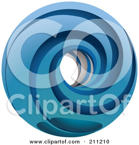 Royalty-Free (RF) Clipart Illustration of a Logo Design Of A Blue Spinning Ring by Eugene