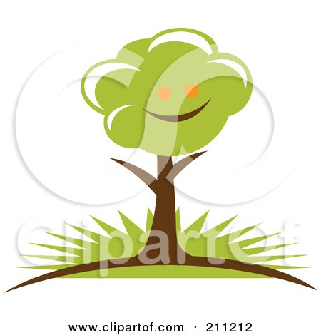 Royalty-Free (RF) Clipart Illustration of a Logo Design Of A Happy Tree by Eugene