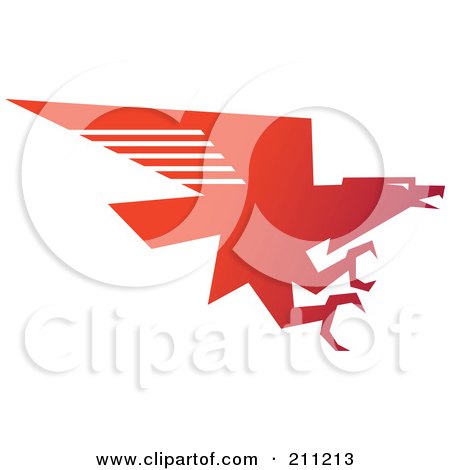Royalty-Free (RF) Clipart Illustration of a Logo Design Of A Red Flying Eagle by Eugene