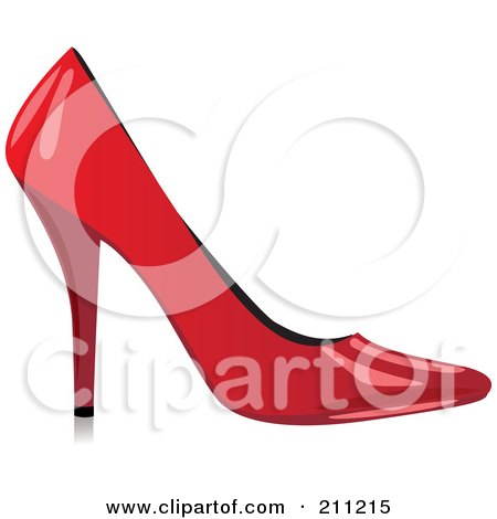 Royalty-Free (RF) Clipart Illustration of a Logo Design Of A Shiny Red High Heel by Eugene