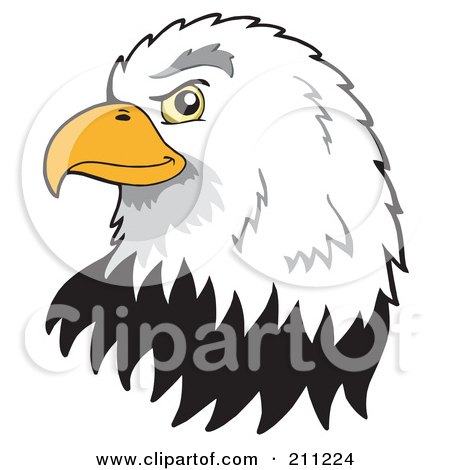 Royalty-Free (RF) Clipart Illustration of a Profiled American Bald Eagle Face by visekart
