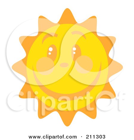 Royalty-Free (RF) Clipart Illustration of a Happy Sun Face With A Big Smile by Hit Toon