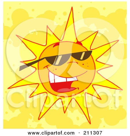 Royalty-Free (RF) Clipart Illustration of a Hot Summer Sun Wearing Sunglasses by Hit Toon