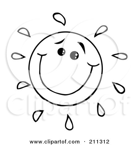 Royalty-Free (RF) Clipart Illustration of a Happy Doodled Sun With A Smile by Hit Toon