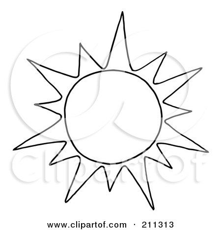 Royalty-Free (RF) Clipart Illustration of an Outlined Summer Sun by Hit Toon