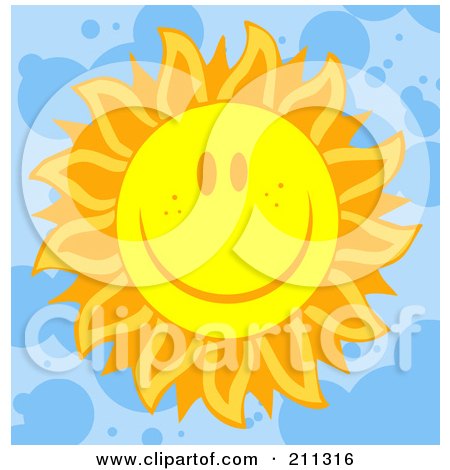 Royalty-Free (RF) Clipart Illustration of a Happy Freckled Sun Face With Petal Like Rays by Hit Toon