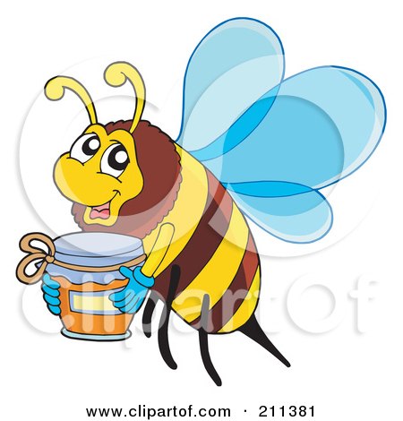 Royalty-Free (RF) Clipart Illustration of a Honey Bee Carrying A Jar by visekart