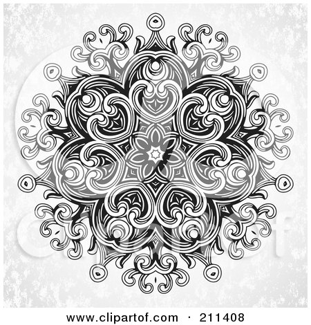 Royalty-Free (RF) Clipart Illustration of a Floral Patterned Circle Design by BestVector