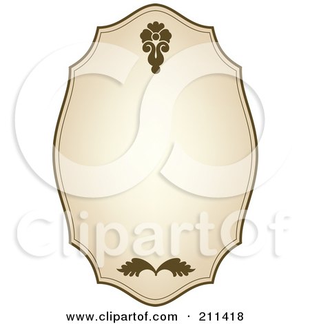Royalty-Free (RF) Clipart Illustration of an Aged Label With Brown Floral Designs And Text Space - 3 by Eugene